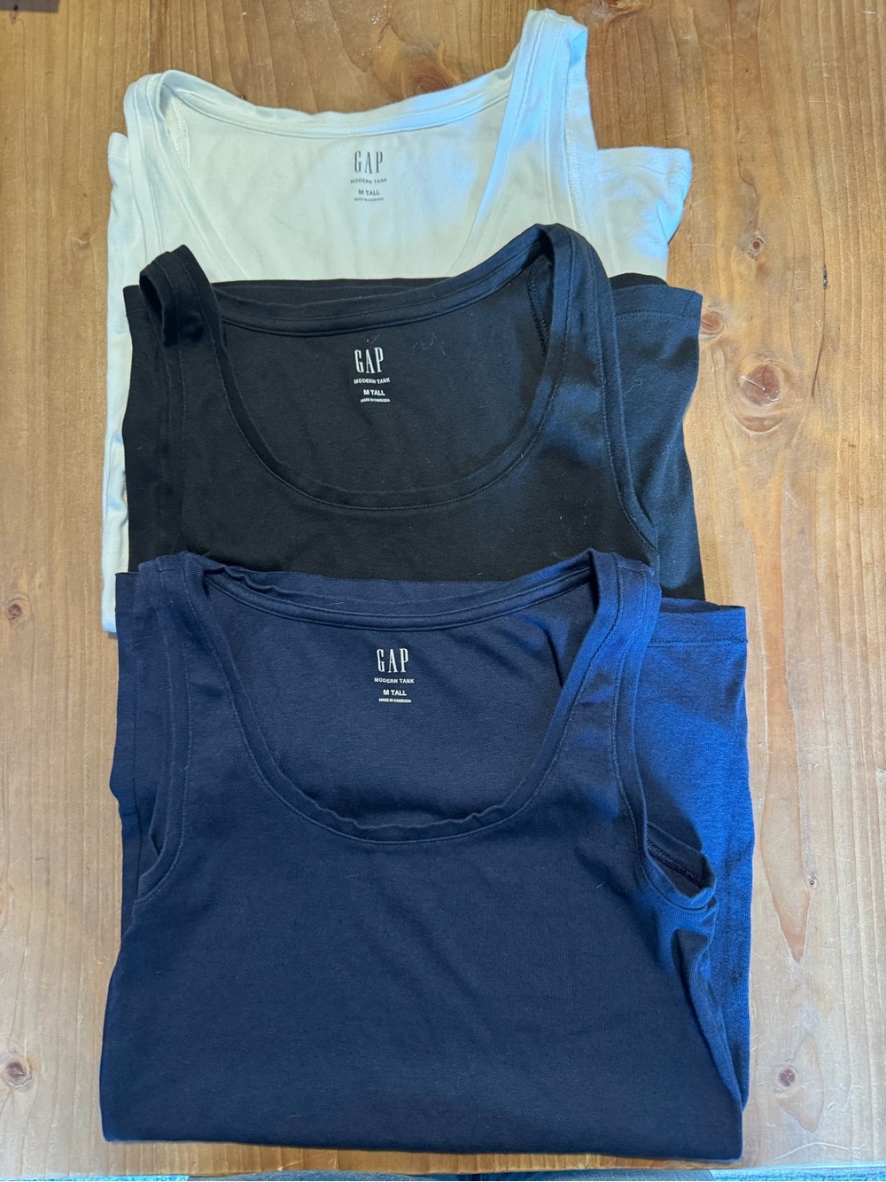 GAP Women's Modern Tank Tops in White, Black, Navy - Pack of 3